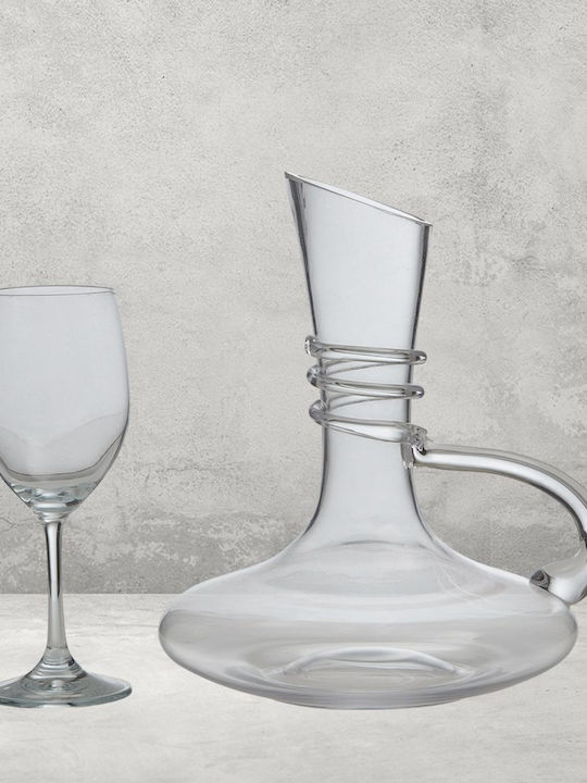 Wedding Carafe Set with Wine Glass made of Crystal 2pcs