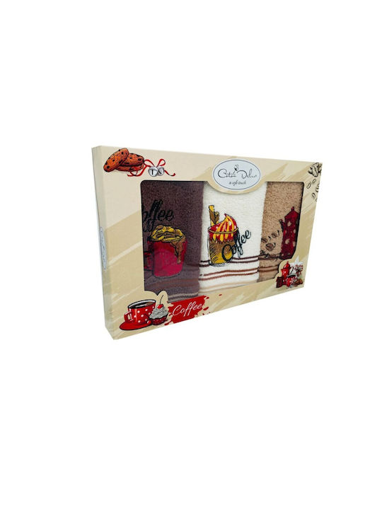 Coton Delux Prosop din 100% Bumbac în Culoarea Maro 30x50cm 3buc