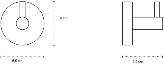 Kapitan Badezimmerhaken Monofach mit Schrauben 5.2x5.2cm Inox Schwarz
