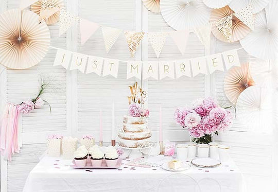 Декоративен Банер За Сватба Бял Just Married