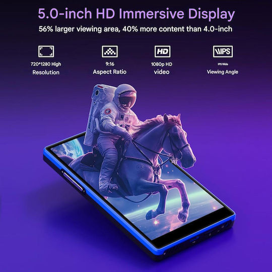 Mp3 Player Android 160gb 32gb + 128gb Ecran Hd 5 Inch Android 13 4gb Ram Octa-core Bluetooth 5.0 Wifi Dual Band Radio Fm Mod Copii Compatibil Spotify Amazon Music Deezer Audible Baterie 2500mah