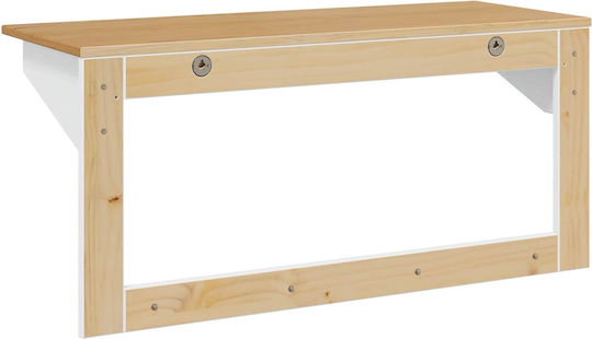 vidaXL Wooden Wall Hanger 4 Hooks White 90x35cm