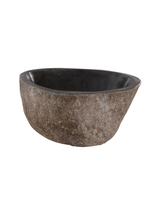 HomeMarkt Επικαθήμενος Νιπτήρας Πέτρινος 40x40cm Γκρι