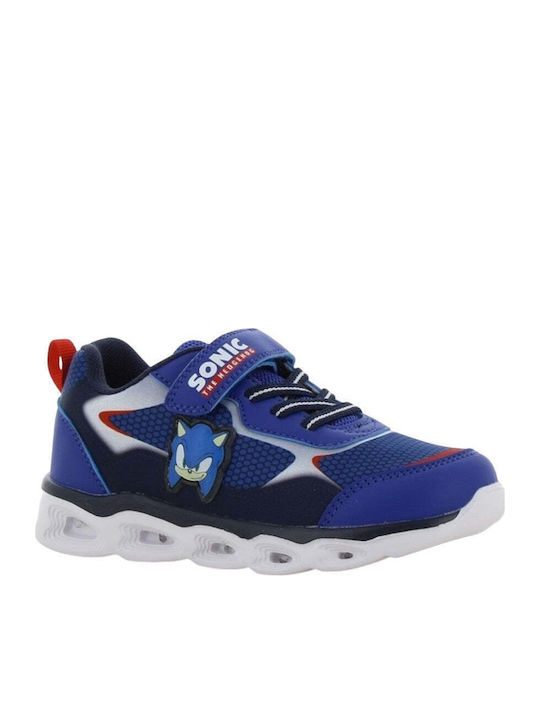 Kids Sneakers Anatomic with Hoop & Loop Closure & Lights Blue