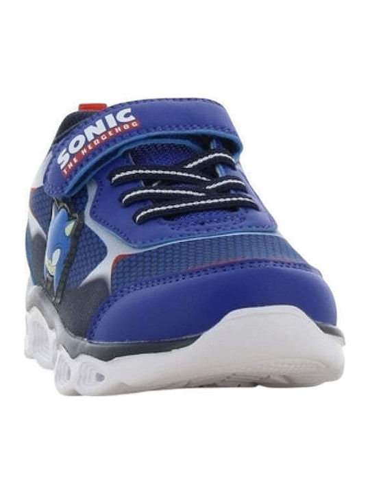Kids Sneakers Anatomic with Hoop & Loop Closure & Lights Blue