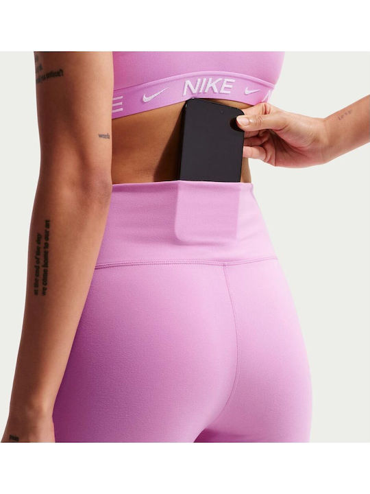 Dri-Fit One Training Дамски Къс Клин С Висока Талия Розов