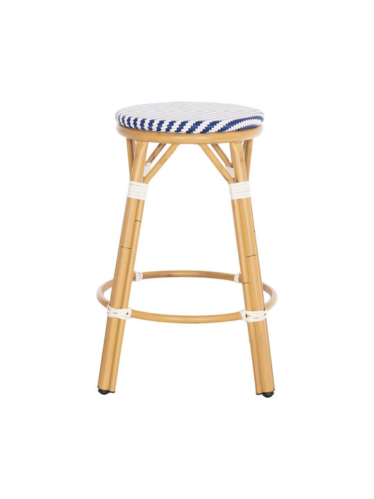 Gartenhocker Bar Außenbereich aus Aluminium Bamboo Look Blau 43x43x65cm