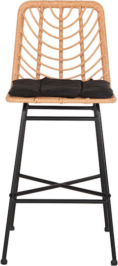 Σκαμπό Μπαρ Rattan Μαύρο, Μπεζ 47x47x101cm Σκαμπό Μπαρ Rattan Μαύρο, Μπεζ 47x47x101cm