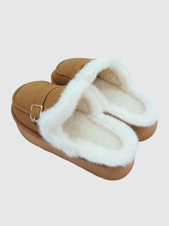 Closed-Toe Women's Brown Slippers