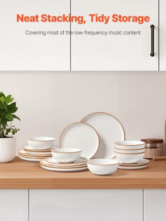 Vevor White Ceramic Dinnerware Set 18pcs