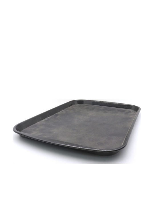 Dianomiki Fast Food Rectangular Serving Tray with Handles in Black Color 28x20cm 1pcs