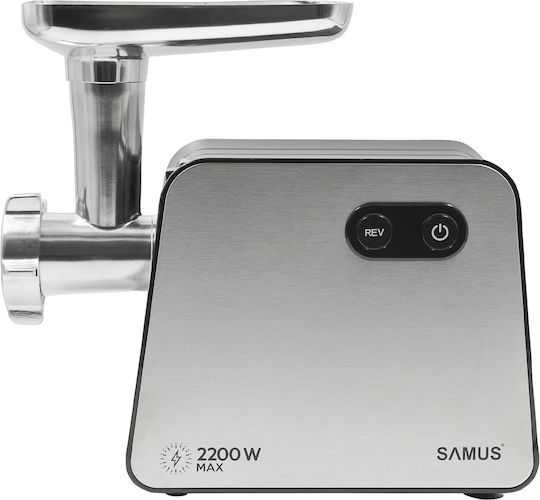 Mașină de tocat carne Samus Smt-2200x 2200W 1+ Viteză inversă Oțel inoxidabil Negru Oțel inoxidabil