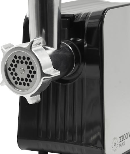 Mașină de tocat carne Samus Smt-2200x 2200W 1+ Viteză inversă Oțel inoxidabil Negru Oțel inoxidabil