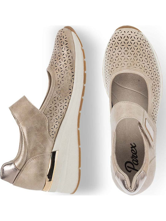 Women's Ballerina Shoes with Strap Gold