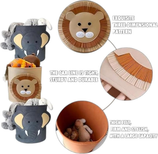 Queen Mother Kinder Stoff-Aufbewahrungskorb Friendly Tiger Braune 35x35cm