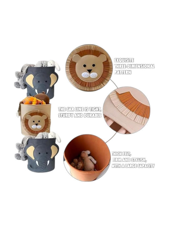 Queen Mother Children's Fabric Storage Basket Elephant Gray 35x35cm
