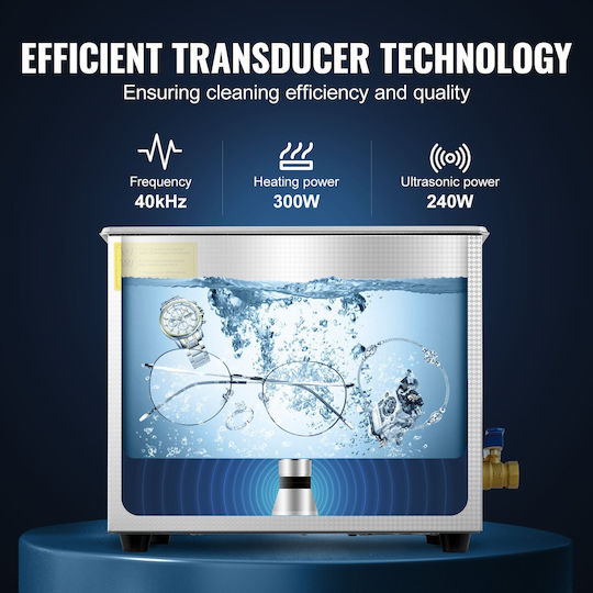 Vevor Ultrasonic Cleaner 10lt Inox with Digital Timer
