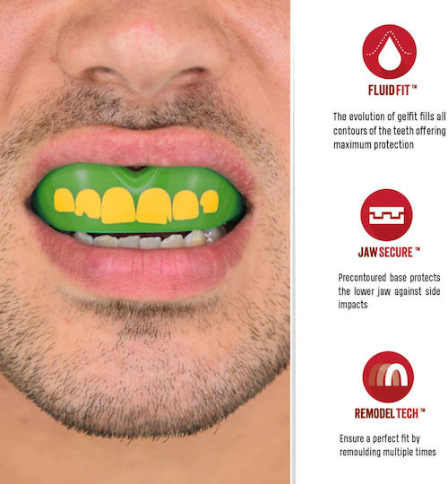 Safejawz Senior Extro 2.0 Ogre Protective Mouth Guard Senior Green with Case