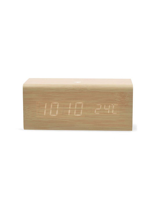 Nedis Tabletop Digital LED Clock Wooden With Alarm Clock & Radio Yellow CLAR3004BN