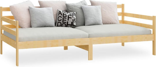 Single Wooden Sofa Bed Natural for Mattress 90x200cm