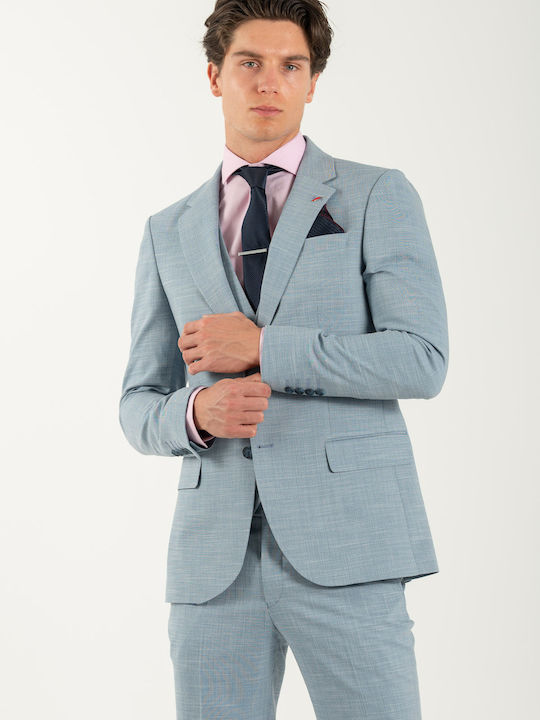 Men's Suit with Vest Light Blue