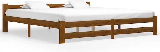 Κρεβάτι King Size Ξύλινο Καφέ Μελί για Στρώμα 200x200cm