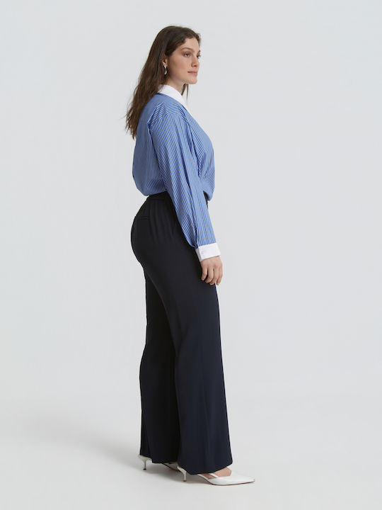 Pantaloni Dama Albastru Stil Costum Fit Relaxed 0003.2566.N.W-dark-blue