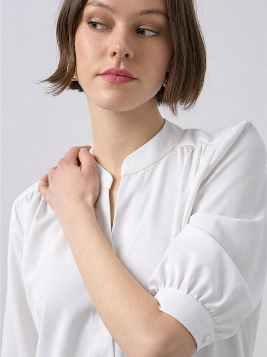Long Sleeve Women's Denim Shirt White