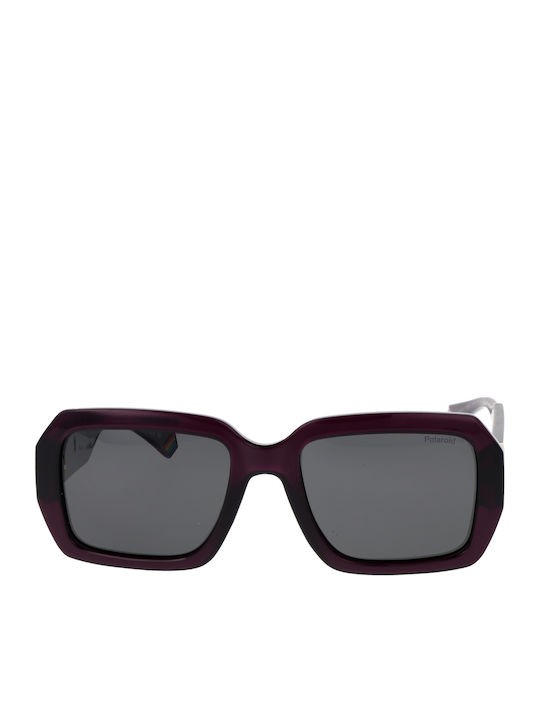 Polaroid Unisex Sonnenbrillen mit Lila Horn umrandetem Rahmen und Lila Gläser PLD6223/S X54/B3