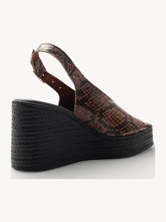 Platforme Dama Print Maro Made In Greece Cu Vârf Închis