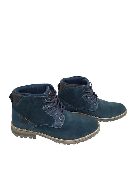 Suede Navy Μπλε Ανδρικά Μποτάκια