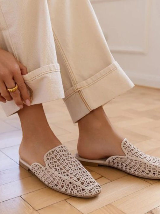 Flat Mules σε Μπεζ Χρώμα