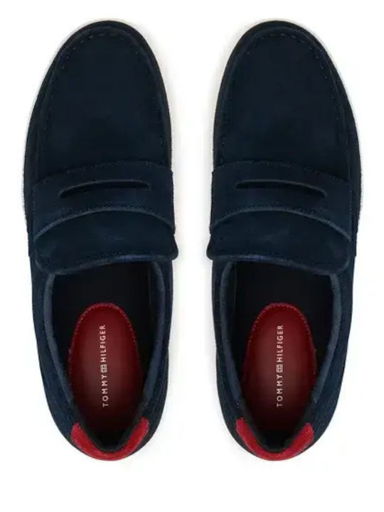 Leather Women's Loafers in Navy Blue Colour