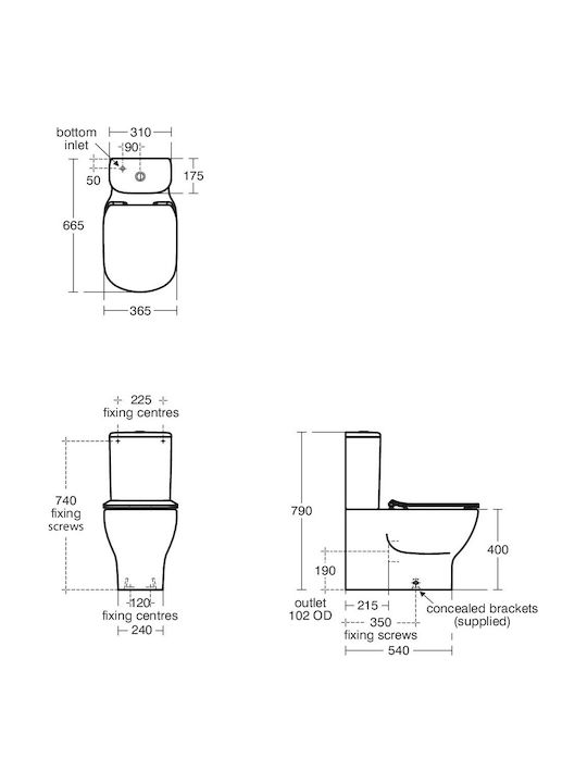 Ideal Standard Tesi Тоалетна, стояща на пода с казанче с капак Soft Close черна 8014140516101