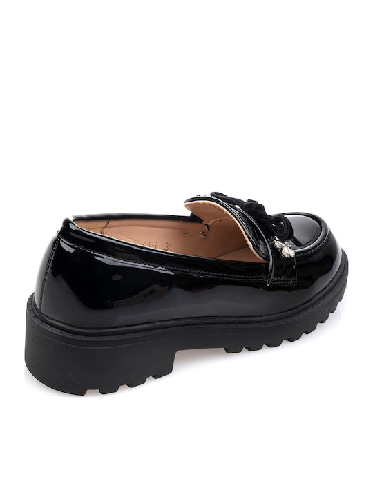 Kids Moccasins in Black Patent Leather