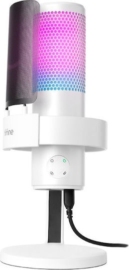 Fifine A9W Δυναμικό Μικρόφωνο USB Επιτραπέζιο σε Λευκό Χρώμα