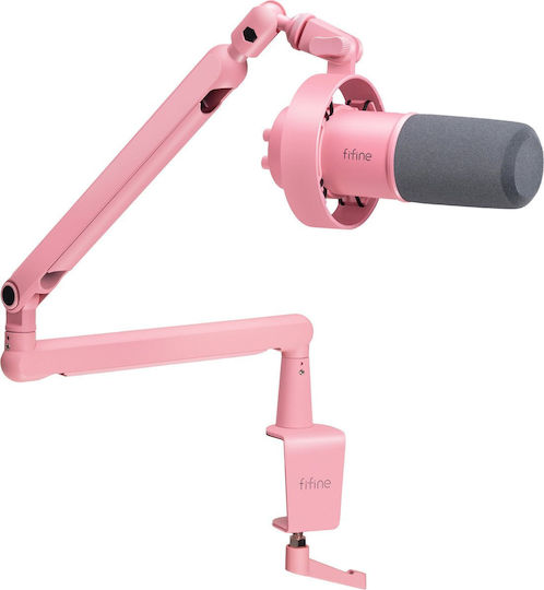 Fifine T688P Δυναμικό Μικρόφωνο XLR Shock Mounted σε Ροζ Χρώμα