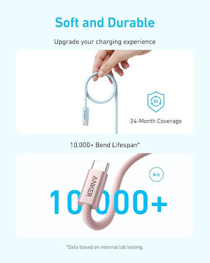 Кабел Anker Zolo USB-C USB-C 240W 1,8m Бял