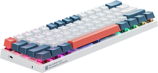 Machenike K500-B61 Gaming Μηχανικό Πληκτρολόγιο 60% με Custom Red διακόπτες και RGB φωτισμό (Αγγλικό US) White/Blue