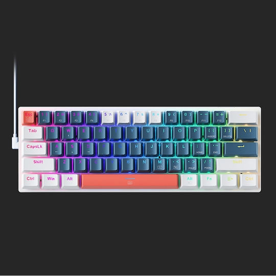 Machenike K500-B61 Gaming Technische Tastatur 60% mit Benutzerdefiniert Blau Schaltern und RGB-Beleuchtung Englisch (US) Blau/Weiß