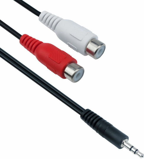 Detech Кабел 3.5 мм Жак М Към 2x RCA Женски 0,25 м Черен