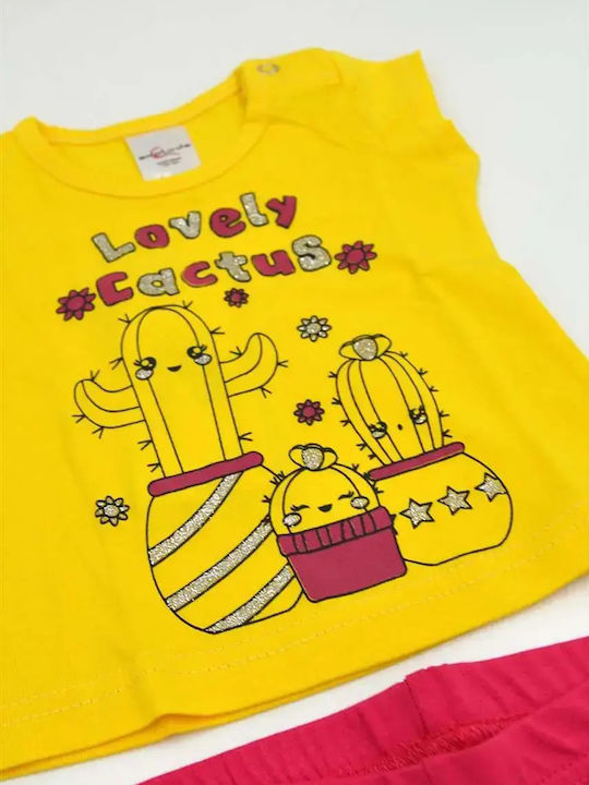 Kinder-Set mit Shorts Sommer 2Stück Gelb Lovely Cactus