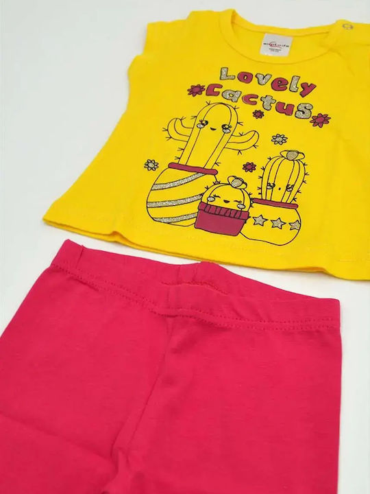 Kinder-Set mit Shorts Sommer 2Stück Gelb Lovely Cactus