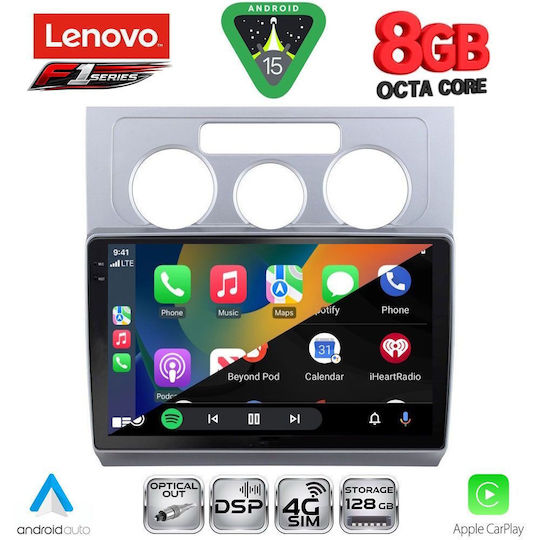 Lenovo Ηχοσύστημα Αυτοκινήτου για Volkswagen Touran 2003-2010 με A/C (Bluetooth/USB/WiFi/GPS/Apple-Carplay/Android-Auto) με Οθόνη Αφής 10"