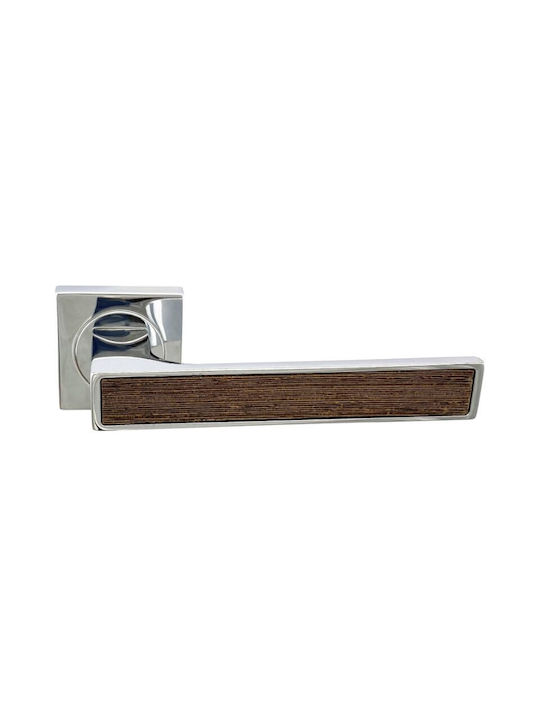 Türgriffe Rosette Linea Cali Zen Chrom Holz Links Sicherheit Zylinderschloss