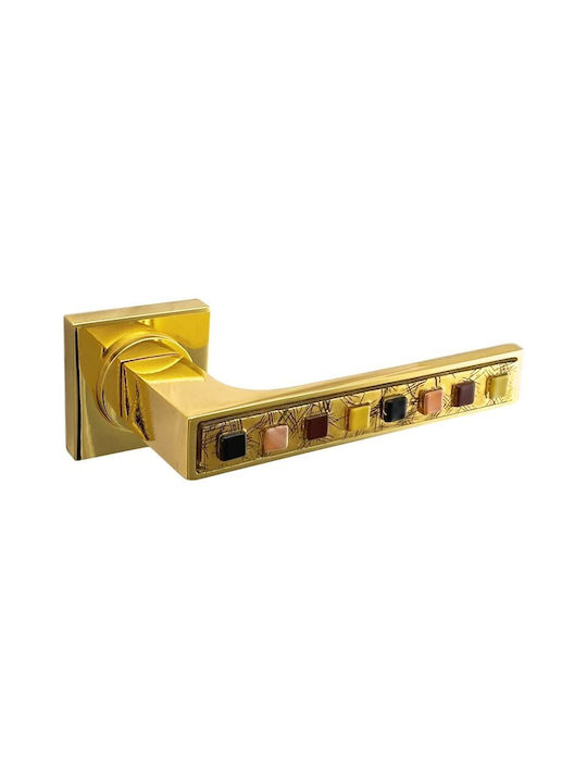 Türgriffe Rosette Linea Cali Brera 1172 Gold Kristall Links Sicherheit Zylinder