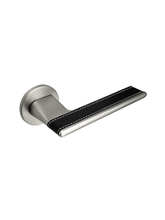 Türgriffe Rosette Zb Yalis 84267 Matt Inox Schwarzes Leder Rechts Sicherheit Zylinderschloss