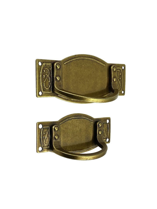 Herrajes Palencia Antik Handgriff Möbelgriff Bündiger Griff aus Metallisch in Gold Farbe 80mm (Zentrenabstand 48mm) 410526 1Stück
