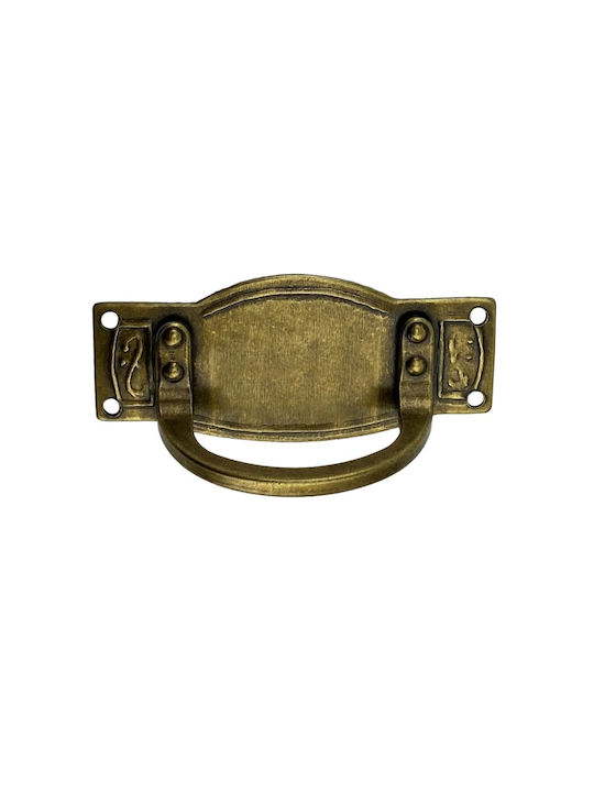 Herrajes Palencia Antik Handgriff Möbelgriff Bündiger Griff aus Metallisch in Gold Farbe 100mm (Zentrenabstand 64mm) 410527 1Stück