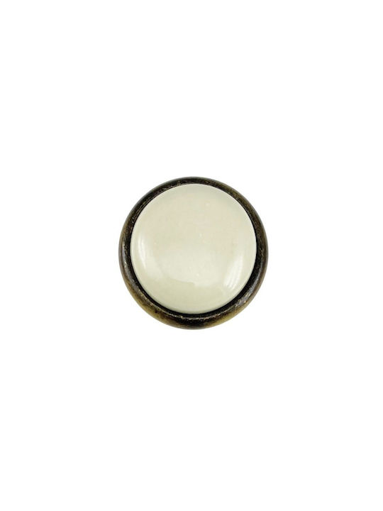 TMC Knopf Möbelgriff aus Porzellan & Zamak in Weiß Farbe Ø35mm 3008-41-CREAM 1Stück
